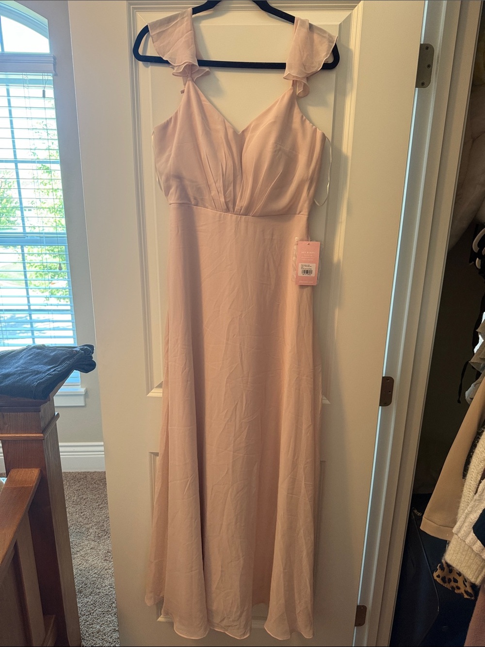 Birdy Grey Kae Dress Pale Blush Ruffle-Strap Maxi Dress